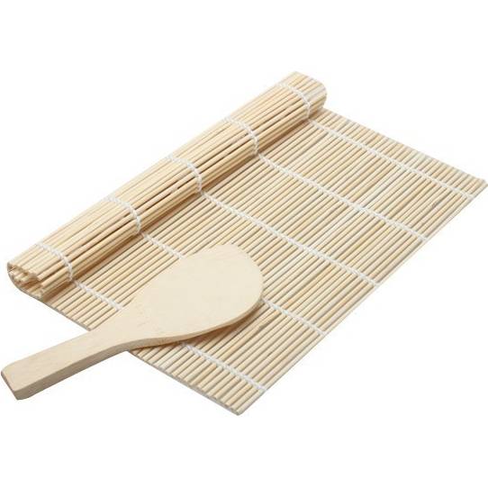 Bambusová rolovací podložka na sushi a lžíce - Barekom