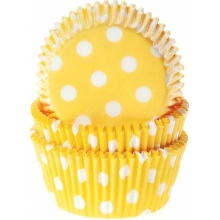 Košíčky na muffiny 50ks žluté s puntíky - House of Marie