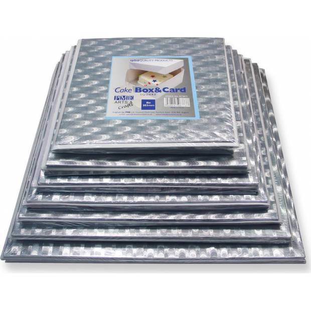 Podložka dortová stříbrná čtverec  + dortová krabice s víkem - PME