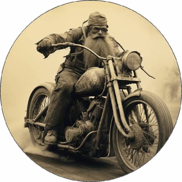 Jedlý papír jezdec na Harleyi retro foto 19,5 cm