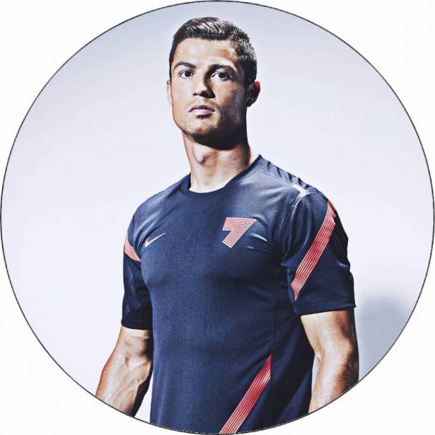 Jedlý papír Cristiano Ronaldo na šedém pozadí 19,5 cm