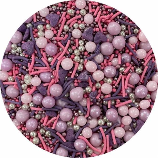 4Cake Cukrové zdobení stříbrné, růžové a fialové Lilac (90 g) Besky edice