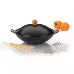 WOK 36cm set CLASSIC 5-dílný litina, kov, nerez, dřevo - Kela