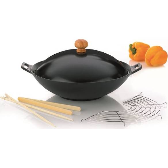 WOK 36cm set CLASSIC 5-dílný litina, kov, nerez, dřevo - Kela