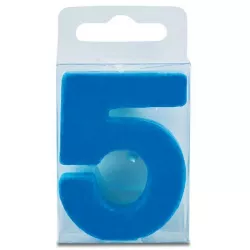 Svíčka ve tvaru číslice 5 - mini, modrá - Stadter