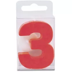 Svíčka ve tvaru číslice 3 - mini, červená - Stadter