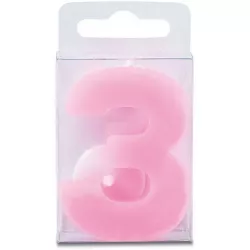 Svíčka ve tvaru číslice 3 - mini, růžová - Stadter