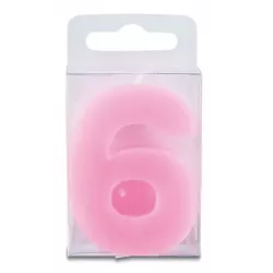 Svíčka ve tvaru číslice 6 - mini, růžová - Stadter