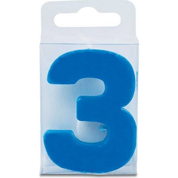 Svíčka ve tvaru číslice 3 - mini, modrá - Stadter