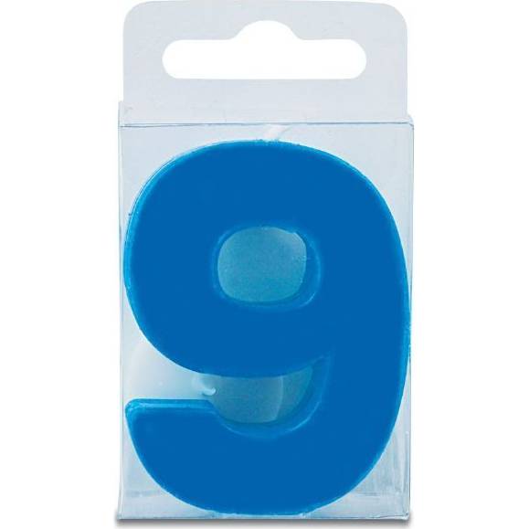 Svíčka ve tvaru číslice 9 - mini, modrá - Stadter