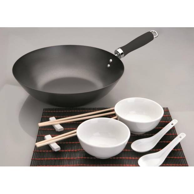 Ocelová pánev WOK Moka 30cm s příslušenstvím - Ibili