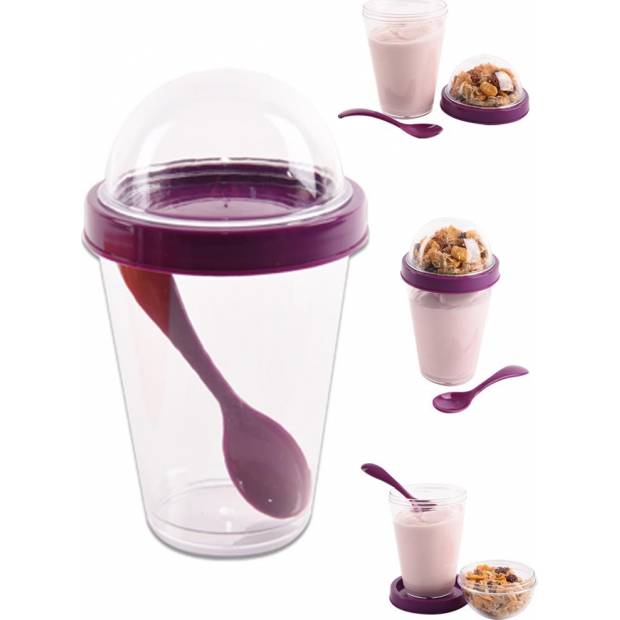 Sklenička na jogurt 300ml + 110ml zásobník - Orion