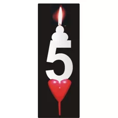 Dortová svíčka se srdíčkem číslice 5 - PREZENT