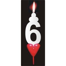 Dortová svíčka se srdíčkem číslice 6 - PREZENT