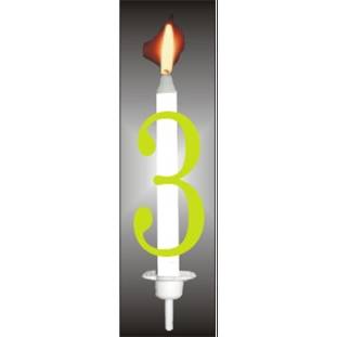 Dortová svíčka reflexní číslo 3 - PREZENT