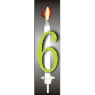 Dortová svíčka reflexní číslo 6 - PREZENT