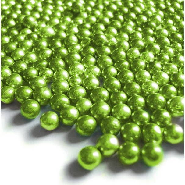 Cukrové kuličky 6mm zelené metalické 50g - 
