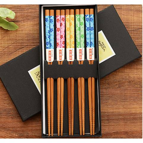 Čínské hůlky barevné 5 párů bambus - Barekom