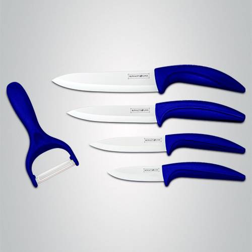 Sada keramických nožů RL-C4blue + škrabka modrá - RoyaltyLine