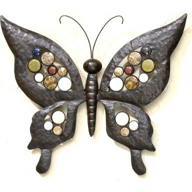 Kovový motýl s barevnými kameny - IntArt