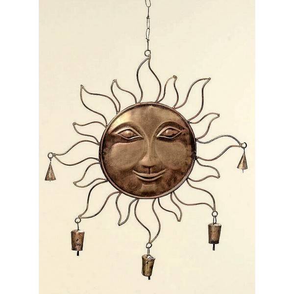 Závěsné plechové slunce s pěti zvonky - IntArt