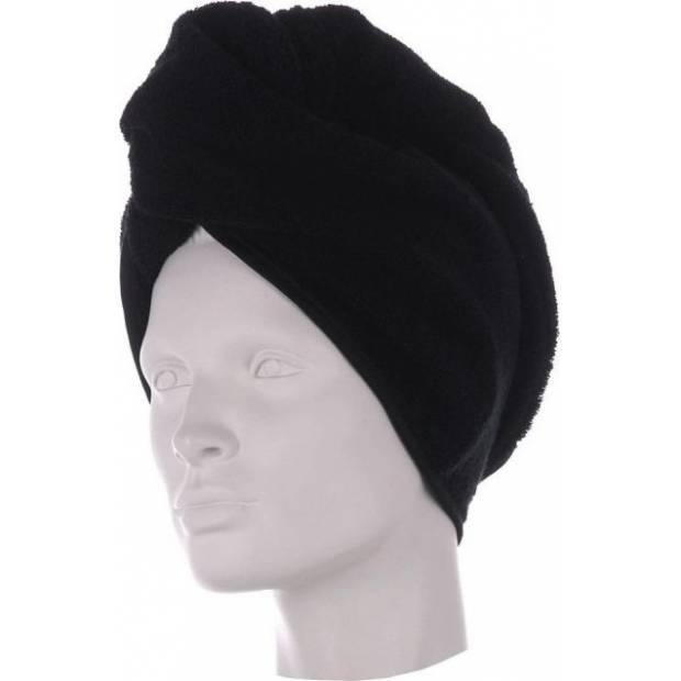 Bavlněný froté turban na mokré vlasy, černý - Möve