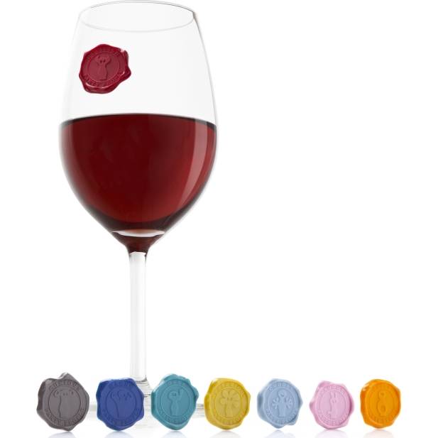 Barevné přísavky na skleničky 8 ks, pečeť - Vacu Vin