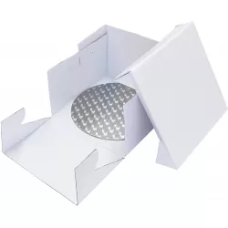 Podložka dortová stříbrná kruh průměr 22,8cm + dortová krabice - PME