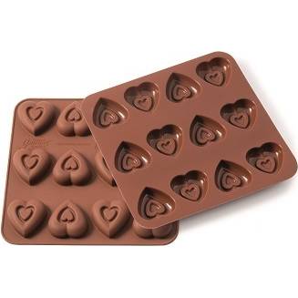 Silikonová forma na čokoládu – srdíčka s reliéfem srdcí - Silikomart