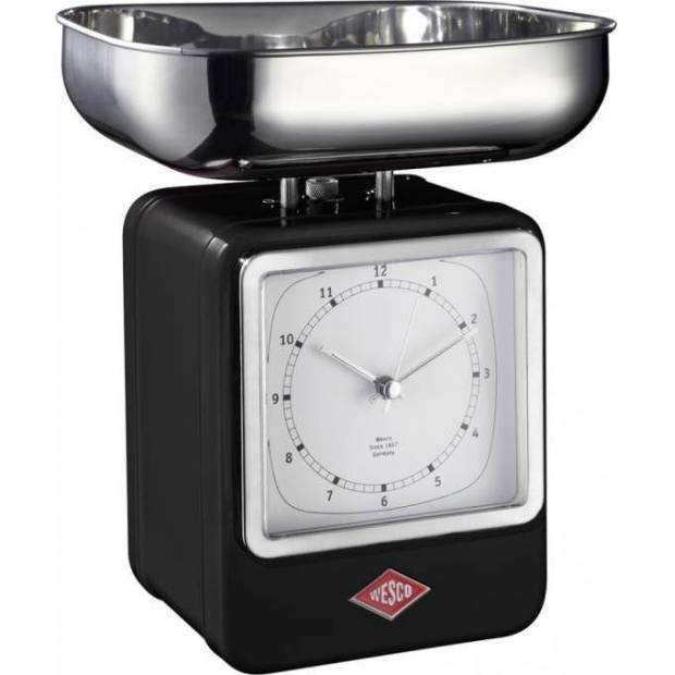 kuchyňská váha s hodinami Retro scale do 4kg černá 322204-62 Wesco
