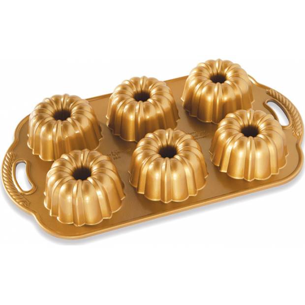 NW Minibábovky Anniversary plát se 6 formičkami zlatá 86277 Nordic Ware