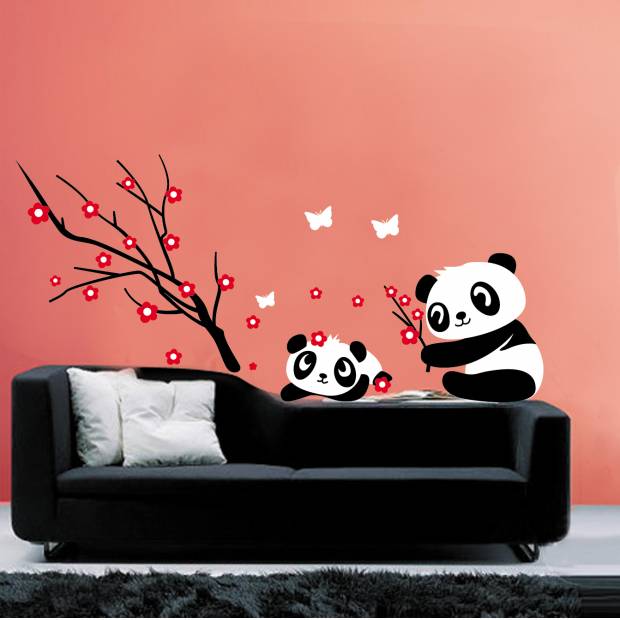 Samolepka na zeď  Hrající si pandy - nalepimeto