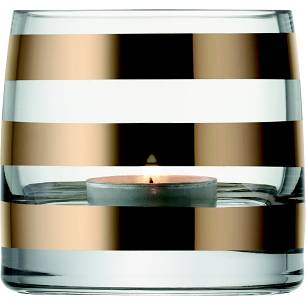 LSA Garbo svícen na čajovou svíčku, 8,5 cm, silné zlaté pásky, Handmade G368-08-336 LSA International
