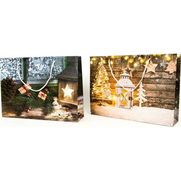 Taška dárková papírová velká ležatá, vánoční motivy, mix dvou dekorů AUT138-VL Art