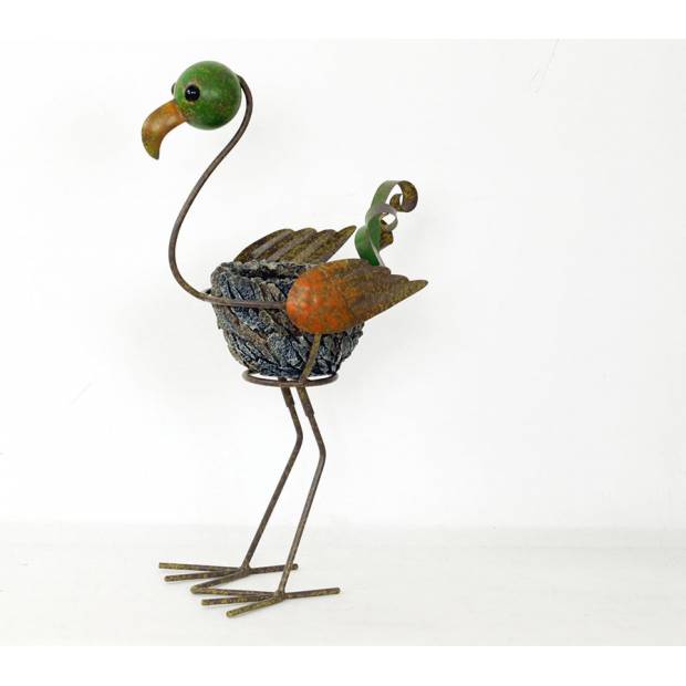 Ptáček MgO keramika s kamínky na kovových nohách a s otvorem pro květináč KEM1673 Art