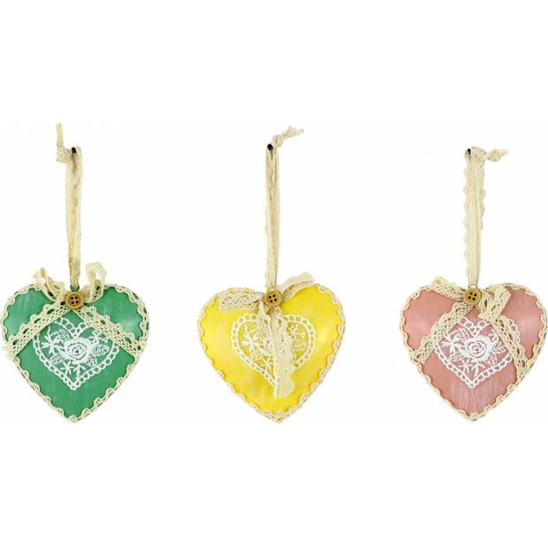 Srdce kovové, mix barev (růžová,žlutá,zelená) SHA742911 Art