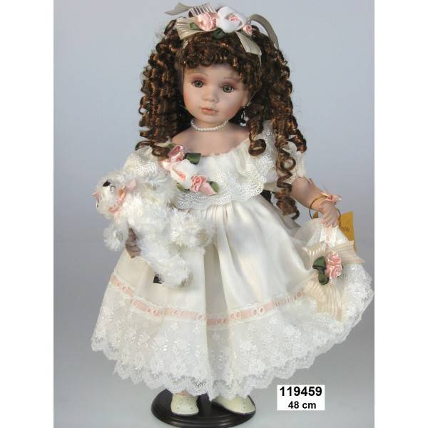 Porcelánová panenka - ve svatebních šatech, 48 cm - IntArt