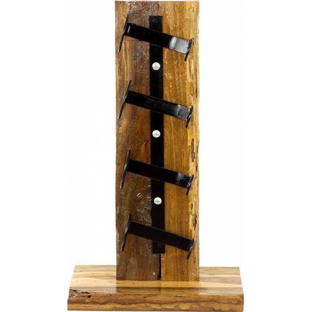 Stojan na víno,  dřevořezba  z recyklovaného dřeva s kovovými držáky WLD137 Art
