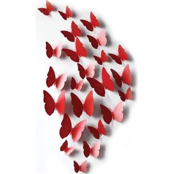 Samolepky na zeď 3D motýlci rudí - Nalepovací tabule