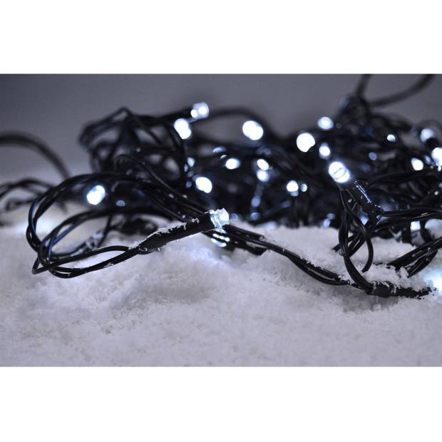 LED venkovní vánoční řetěz, 50LED, 5m, 3m přívod, 8 funkcí, IP44. 3x AA, studená bílá 1V53-W Solight