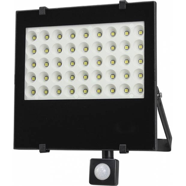 LED venkovní reflektor, 50W, 4250lm, AC 230V, se senzorem, černá WM-50WS-F Solight