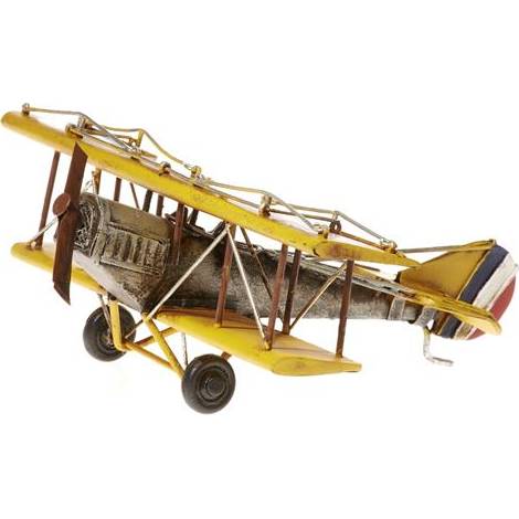 Plechový model letadla dvouplošník žluté 22cm - IntArt