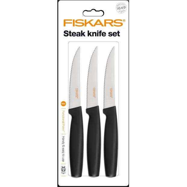 Set 3 steak nožů, černé 1014280 Fiskars