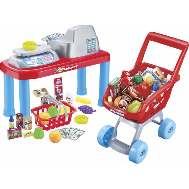 Hrací set Dětská pokladna + nákupní vozík s příslušenstvím 690717 G21