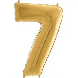 Nafukovací balónek číslo 7 zlatý 66cm - Grabo