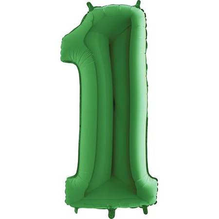 Nafukovací balónek číslo 1 zelený 102cm extra velký - Grabo