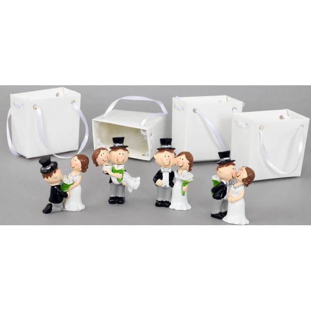 Nevěsta a ženich v papírové krabičce, dekorace z polyresinu, box 12 kusů, cena za 1 pár FP7005 Art