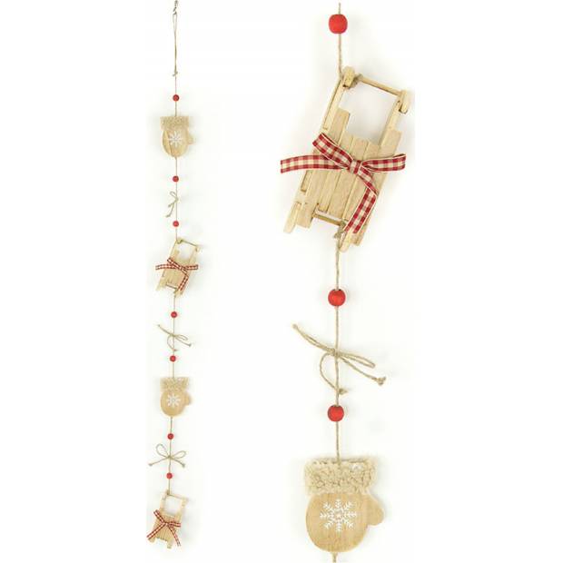 Girlanda, vánoční dekorace s dřevěnými palčáky a sáňkami ZA8627 Art