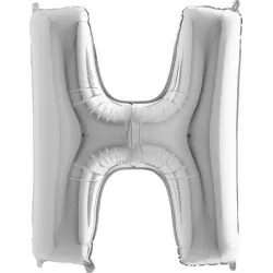 Nafukovací balónek písmeno H stříbrné 102 cm - Grabo