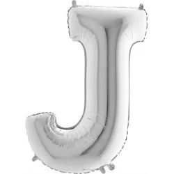 Nafukovací balónek písmeno J stříbrné 102 cm - Grabo
